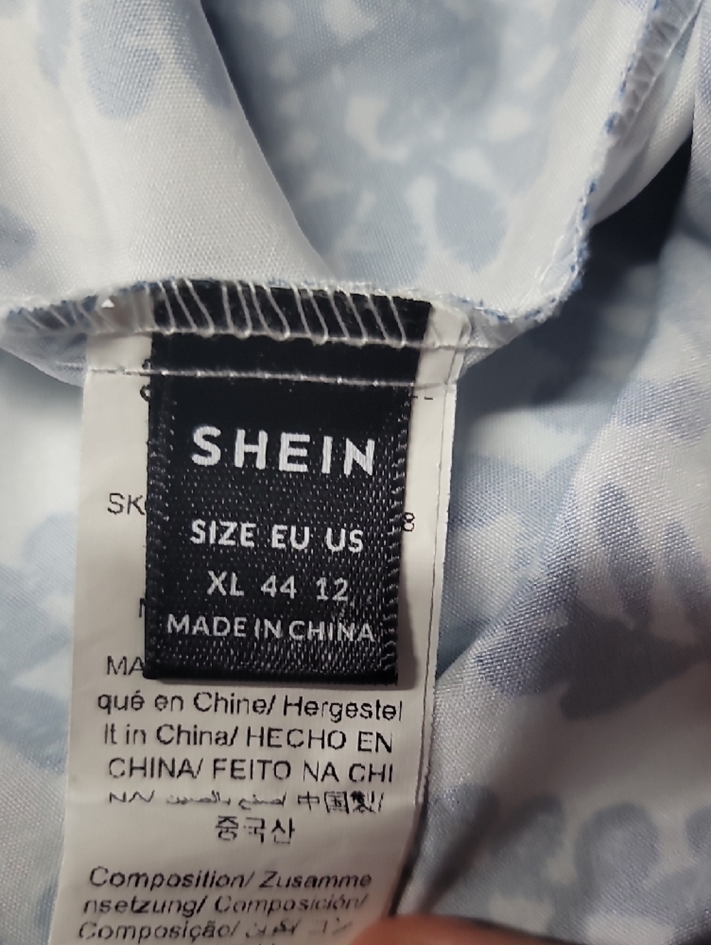 SHEIN White and Light Blue Printed Dress - Picture 3 of 3